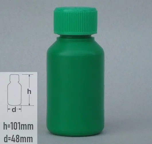 Sticla plastic 100ml de culoare verde cu capac tip child resistance verde